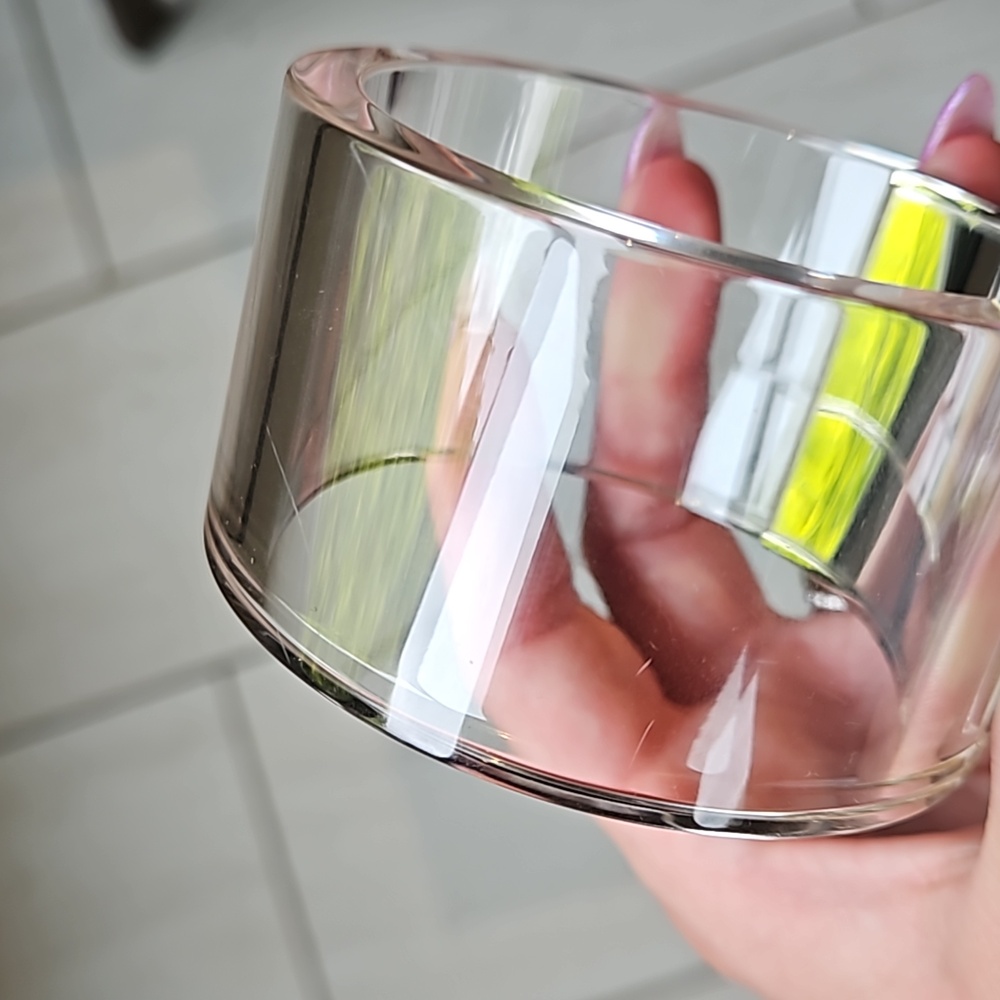 Louis Vuitton Clear Resin Silver Logo Cuff Bangle Bracelet w/Dustbag - AUTHENTIC - Picture 7 of 8